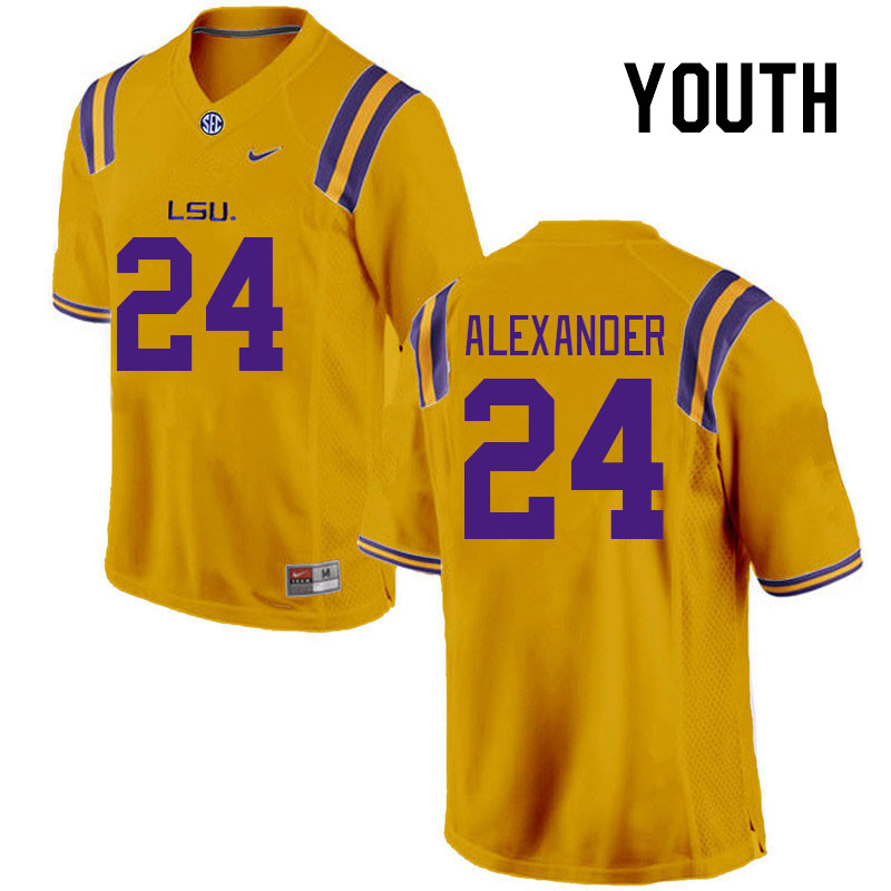 Youth #24 Zy Alexander LSU Tigers College Football Jerseys Stitched-Gold - Click Image to Close